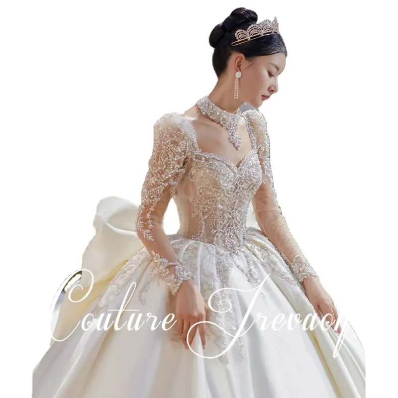 Ustomized-vestido de novia de princesa para mujer, vestido de fiesta bordado con cuentas de lujo, 2023