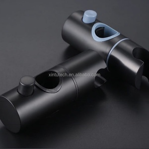 Silver Plastic Adjustable Bathroom Shower Rail Heads Stand Bath Bar <b>Bracket</b> Hanging Cylindrical Clamp <b>Black</b> Shower Head Holder - Product Image 2