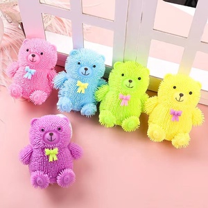 Colorful <b>LED</b> Light up Flashing Squeeze Toy Cute Bow Tie Bear Puffer <b>Ball</b> Stress Fidget Toy <b>Ball</b> for Kid - Product Image 1