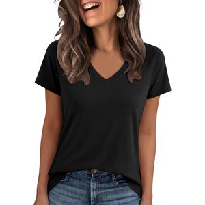 Camiseta FOXA para Mujer, Cuello en V, Manga Corta, Algodón Básico, Transpirable, Estilo Casual de Verano, Primavera 2026 - Product Image 1