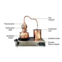 KIMLONG Appareil de distillation d'alcool à vapeur en cuivre rouge chauffé électriquement, pour la production artisanale de spiritueux, ligne de fermentation 5L-20L