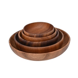 Vendita all'ingrosso calda in legno piatti da portata riutilizzabili per insalata di legno ciotole in legno naturale per uso domestico Hotel utensili da cucina - Product Image 6