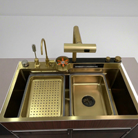 Évier de cuisine moderne en acier inoxydable 304, fait main, design nano, grand bac unique avec robinet pour laver les légumes