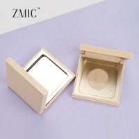 Boîtier compact carré nude avec miroir, vide, doré, pour fard à joues simple, en ABS, magnétique, pour palette de fards à paupières