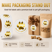 Étiquettes personnalisées en feuille d'or pour aliments pour animaux de compagnie, autocollants blancs en BOPP découpés à la forme pour sacs, boîtes et bocaux de friandises, impression OEM