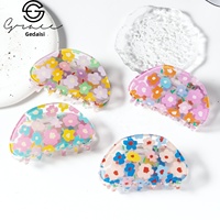 Pince à Cheveux Florale Transparente Douce en Gros d'Usine, Personnalisable avec Logo, pour Chignons et Coiffures Rétro, Accessoire Capillaire pour Femme