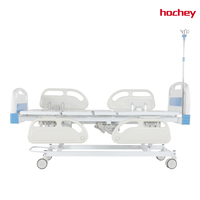 Lit électrique compact HOCHEY à trois fonctions, réglable avec poteau IV et barre de sécurité pour clinique, usage domestique et soins aux patients