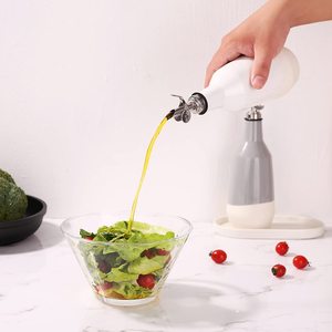 Dispenser moderno per olio e aceto con beccuccio in metallo e vassoio versatore pesante <span class=keywords><strong>da</strong></span> cucina Dispenser per bottiglie in ceramica <span class=keywords><strong>Set</strong></span> di 2 - Product Image 2