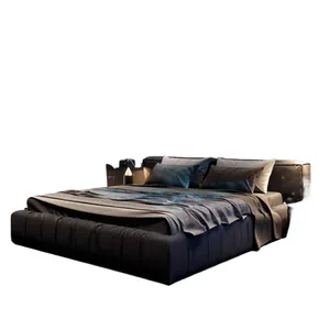 High Quality Light Luxury Modern Simple Leather Bed Double 1.8m King Size Bed For Bedroom