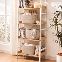 Panier de rangement rectangulaire en corde de coton tressée, ouvert en dessus, pour bureau, 13 po de long x 9,85 po de large x 9 po de haut, organisateur domestique
