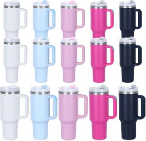 New Glass Stainless Steel Insulated 40Oz Mug Cup Tumbler <b>With</b> Spill Proof Lid <b>With</b> Handle <b>With</b> <b>Straw</b> - Product Image 1