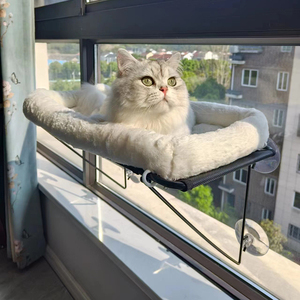 Cama para Mascotas con Soporte Metálico - <span class=keywords><strong>Hamaca</strong></span> para Gatos para Ventanas, para Gatos Grandes y Gatitos - para Tomar el Sol, Dormir Siesta y Disfrutar del Paisaje (Blanco) - Product Image 1