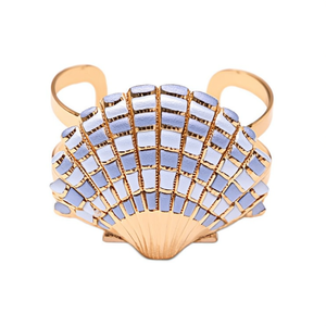 Bracelet manchette tendance en acier inoxydable 316L plaqué or PVD, design coquillage, bijoux durables et résistants - Product Image 2