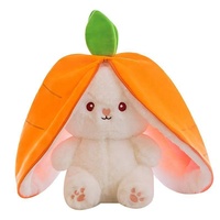 Boneka Kelinci Stroberi Lisa Berubah Menjadi Boneka Wortel Bantal Tidur Boneka Pendek Bahan Plush PP Cotton Mainan Hewan Lucu