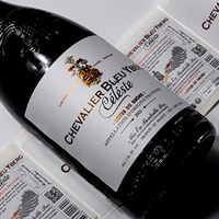 Etiquetas Adhesivas Personalizadas para Botellas de Vino, Holográficas, con Estampado en Dorado, Relieve, Reutilizables, Impermeables y Ecológicas