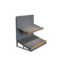 Compacte 2-laags metalen houten groentepresentatiestandaard, hoge draagkracht, vrijstaand, snelle installatie, supermarkt groentepresentatie