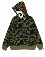 Sweat à capuche zippé camouflage personnalisé pour homme, OEM ODM, étiquette privée, motif panda, logo personnalisé, en molleton de coton, veste streetwear pour marque