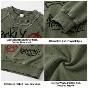 Sudadera con capucha para hombre estilo streetwear deportivo vintage con lavado ácido TKAN899D, de algodón 100% de felpa gruesa, corte holgado, con efecto desgastado, a bajo precio. - Product Image 2