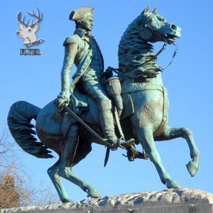 Scultura Urbana Maestosa di Cavallo Equestre con Cavaliere in Bronzo Fuso - Product Image 1