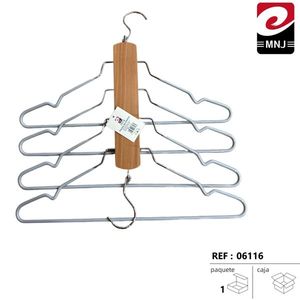 Folding Clothes Hanger Metal With Wooden Bar For Storage And Organization - Product Image 3