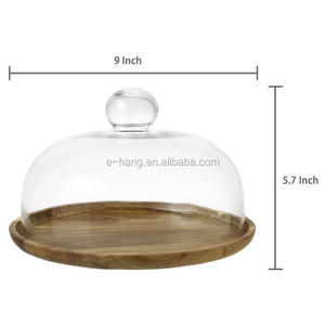OFERTA ESPECIAL: Campana de <span class=keywords><strong>Cristal</strong></span> Transparente con Bandeja de Madera de Acacia, Campana de <span class=keywords><strong>Cristal</strong></span> para Queso de 9 Pulgadas, Soporte para Pasteles - Product Image 5