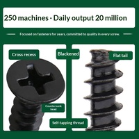 Tornillos KB Negros de Cabeza Plana, Tornillos Autorroscantes de Cabeza Plana, Accesorios de Tornillos Autorroscantes M1/M2/M3/M4