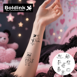 <span class=keywords><strong>Tatuaggio</strong></span> Semipermanente Personalizzato Boldink con <span class=keywords><strong>Gatto</strong></span> Meme Realistico, Impermeabile, Lunga Durata 2 Settimane, Inchiostro Jagua - Product Image 3