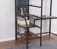 Lit mezzanine en métal pleine grandeur avec bureau et armoire, lit mezzanine LED complet avec station de charge, lit mezzanine complet peu encombrant, noir