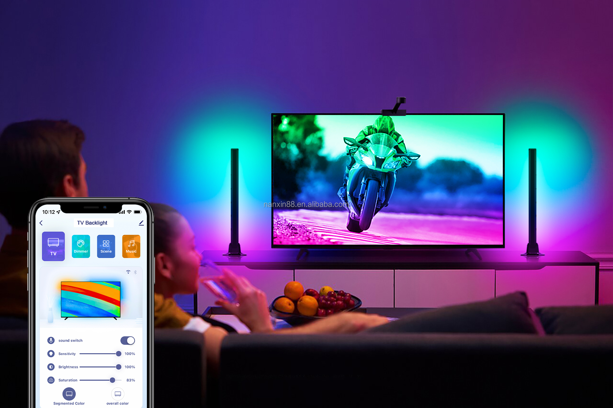 Immersion TV LED Light Strip , Alexa Control RGB LED TV Backlight
