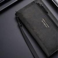 2025 Nieuwe Heren Lange Portemonnee Met Externe Kaartsleuven Zachte Pu Rits Waterdichte Jeugd Mode Clutch Telefoon Tas Polyester Voering