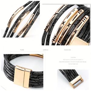 Boho Multilayer PU Leather Bracelets <b>for</b> Women - Rhinestone Woven 8-Shaped Cuff Bangle Ethnic Fashion Jewelry <b>Gift</b> - Product Image 1