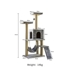 Casa moderna di legno dell'albero del gatto dell'animale domestico di grandi dimensioni di alta qualità che graffia la casa sull'albero rampicante del gatto