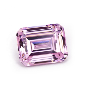 Gemas Sintéticas <span class=keywords><strong>de</strong></span> Circonita Cúbica Simulada, Grado 5A, Corte Esmeralda Octogonal, Color <span class=keywords><strong>Rosa</strong></span> Claro - Product Image 2