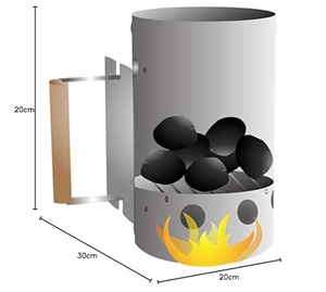 Allume-feu de cheminée en acier inoxydable, portable, pour barbecue, allume-charbon, avec poignée en bois - Product Image 2