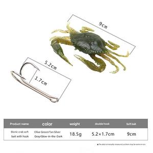 Señuelo de Pesca Suave 3D con Forma de Cangrejo, con Doble Anzuelo, Señuelo Biónico Realista Luminoso para Pesca en Agua Salada - Product Image 6