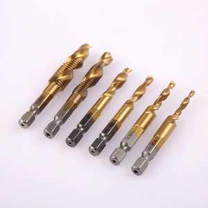 Taraque de machine à pointe spirale Jianmu HSS plaquée titane, tige hexagonale de 6 mm pour perceuse à acier - Product Image 1