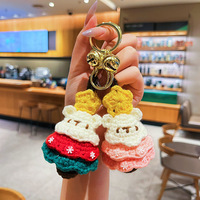Porte-clés créatif en peluche et crochet en forme d'ours en peluche pour sapin de Noël, pendentif de sac mignon de dessin animé pour couples, petit cadeau