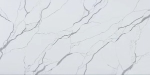 แผ่นหินควอตซ์สีขาวคาลาคัตต้าแบบโมเดิร์น ดีไซน์ไร้ซิลิกา/ซิลิกาต่ำ ขัดเงา สำหรับทำเคาน์เตอร์ควอตซ์เทียม ดีไซน์แบบ 3 มิติ สำหรับวิลล่า - Product Image 5