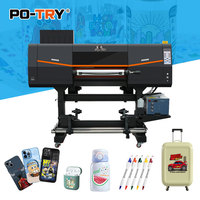 PO-TRY 60CM 24 pouces tout en un imprimante à encre UV avec plastifieuse I3200 3 tête d'impression 2 en 1 impression cristal autocollant nouvel état