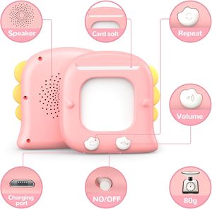 Cartes flash parlantes personnalisées pour les mots fréquents - Livre avec couverture rigide recouverte de UV, forme de dinosaure, papier, cadeau de Noël ou <span class=keywords><strong>d</strong></span>'<span class=keywords><strong>anniversaire</strong></span> pour les enfants de 2 à 6 ans - Product Image 2