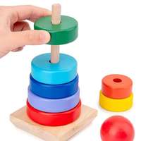 Jouet en bois en forme de tour arc-en-ciel à empiler, blocs de tri de formes, carré, hexagone, cercle, jeu éducatif de correspondance des couleurs pour enfants