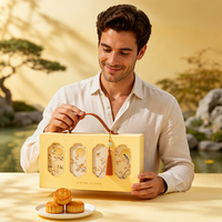 Boîte Cadeau Élégante pour Gâteaux de Lune avec Logo Personnalisé, Emballage Rigide en Carton Imprimé, Estampage à Chaud Doré, Design Creux, Vente en Gros OEM ODM