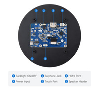 Pantalla táctil redonda Waveshare LCD de 5 pulgadas y 1080x1080 para Raspberry Pi IPS Panel de vidrio templado de Unión óptica táctil de 10 puntos