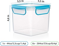 Stockage des aliments 6 pièces 44 onces Transparent marchandises sèches fournitures farine sucre pâtes riz garde-manger cuisine hermétique boîte de rangement conteneur