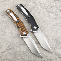 Couteau pliant de camping D2 avec manche en bois et fibre de carbone, couteau utilitaire portable pour la pêche, la survie en plein air et l'EDC, avec clip