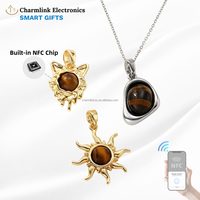 Nouveau pendentif NFC avec incrustation de pierres précieuses naturelles, collier NFC 13,56 MHz, coquillage naturel, cadeaux NFC, cadeaux RFID, cadeaux intelligents