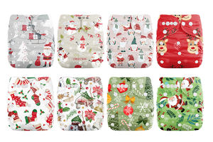 Couches en tissu bio personnalisées avec impression de Noël réutilisables et lavables pour les bébés - Product Image 6