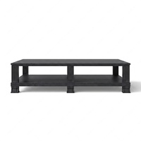 Table basse rectangulaire moderne en bois avec pieds cannelés et étagère de rangement inférieure pour salon intérieur