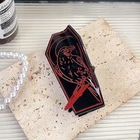 YJL Nouvelle Pince à Cheveux Halloween Design Corbeau Lumineux Grande Taille 9 CM Horreur Cercueil Vente en Gros Pinces à Cheveux
