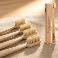 Sans Plastique Poils Sanglier Éco Logo Personnalisé Grossiste Bois Biodégradable Poil Naturel Brosse À Dents Bambou